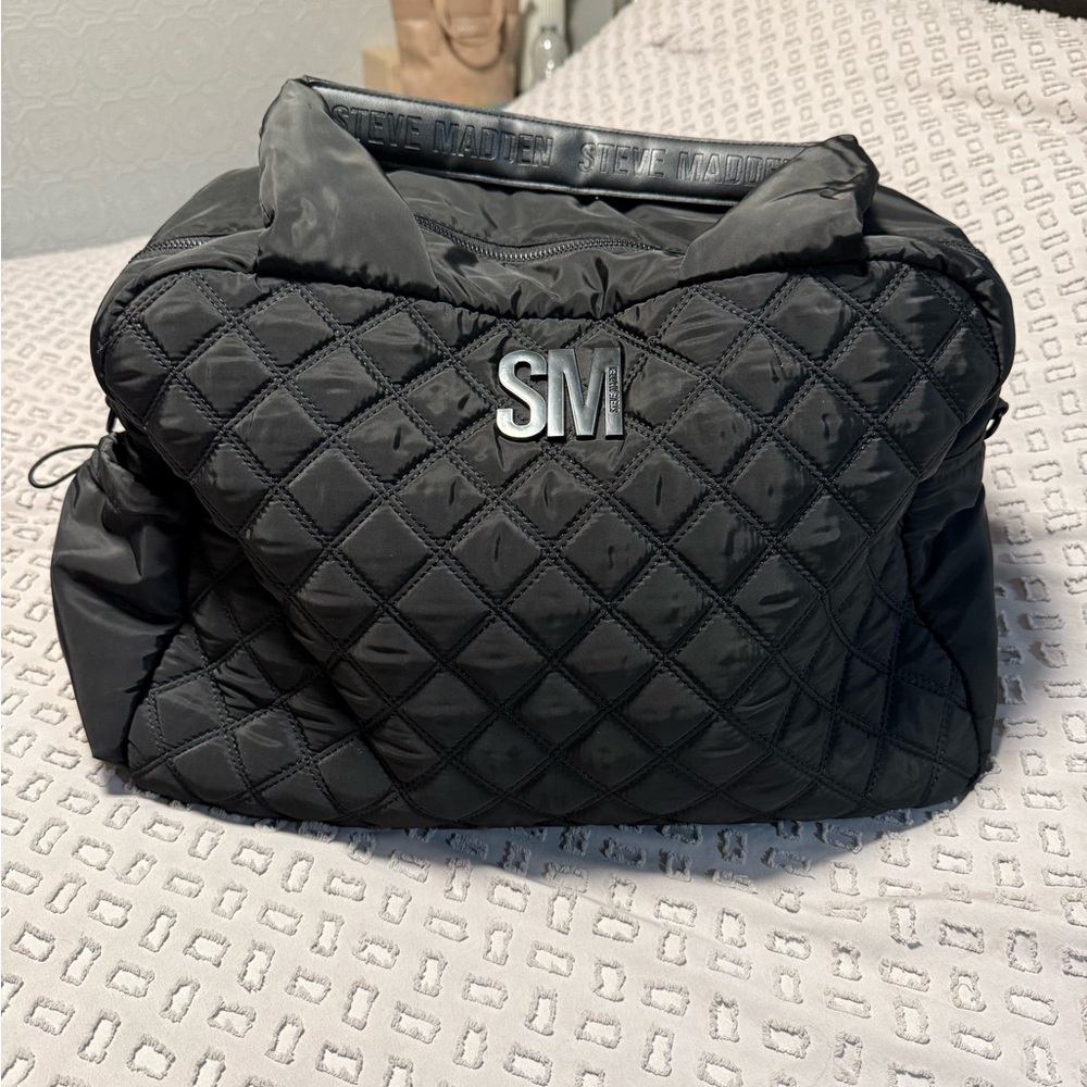 Steve Madden Quilted Black Duffel Bag
